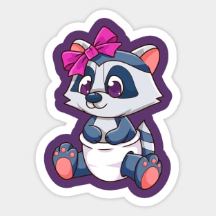 Raccoon Baby Girl Sticker